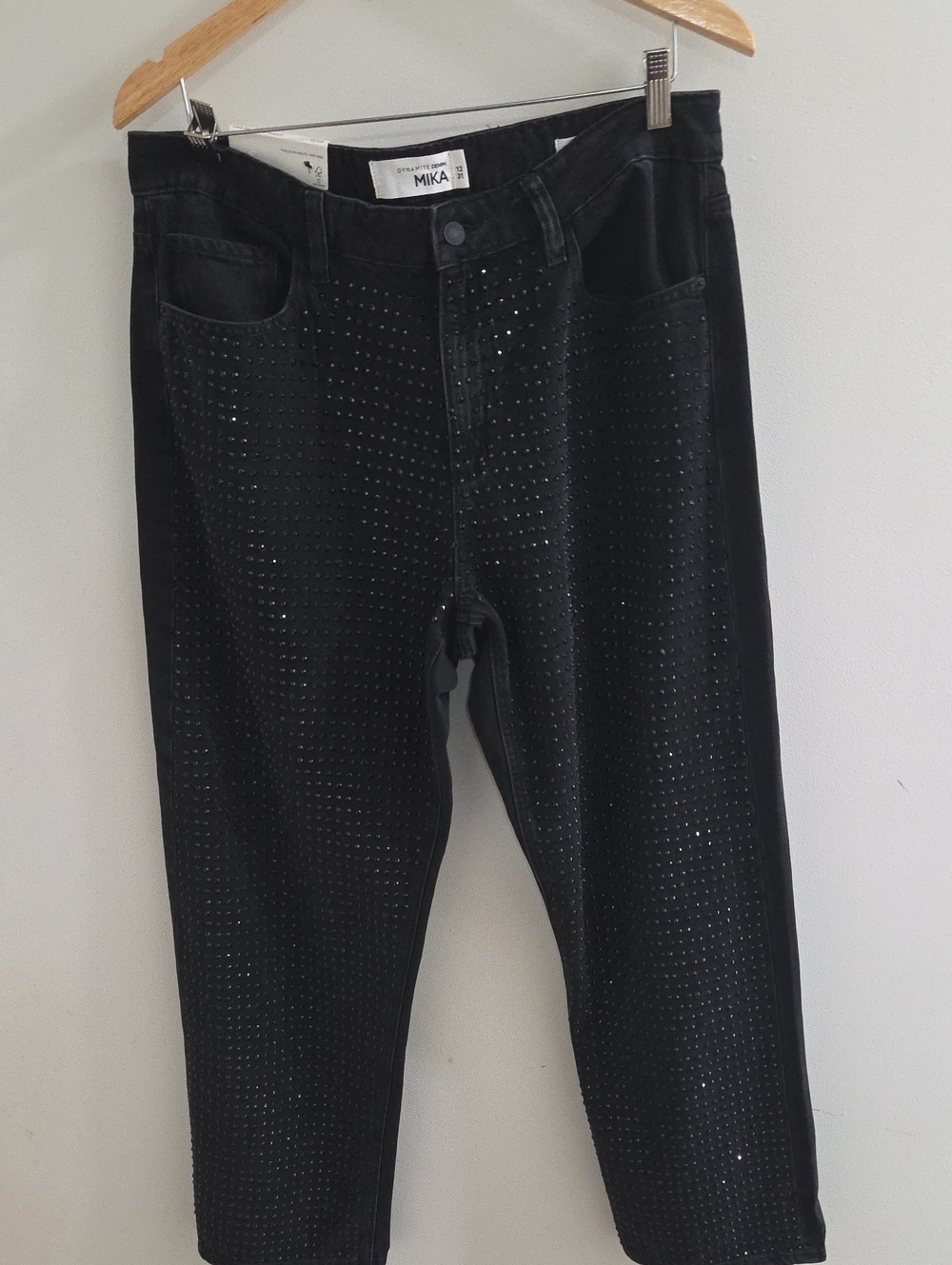 Mika Yoga Wear Black Studded Cropped Jeans